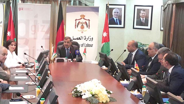 Labour Minister Ali Ghezawi attends the inauguration of the ICT and electronic transformation directorate in Amman on Thursday (Petra photo)